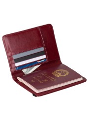 Passport Holder Cover Wallet RFID Blocking Leather Card Holder Travel Document Organizer 066C