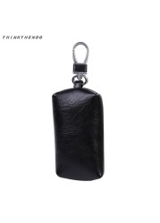 Men's PU Leather Key Wallet Unisex Zipper Wallet Car Key Holder Clip Home Nanny Holder