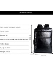 2021 Fashion PU Leather Male Bag Travel Backpack Mochilas School Mens Leather Business Bag Large Laptop Shopping Travel Bag