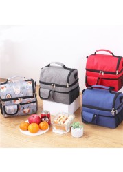 2 Layer Waterproof Lunch Bag Leakproof Thermal Fresh Cooler Thermal Picnic Food Fruit Bag Insulated Lunch Bag For Men Women