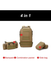 50L 4 in 1 Molle Sports Utility Bag Men Tactical Backpack, Military Backpack Outdoor Hiking Climbing Army Backpack Camping Bags