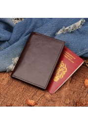 Genuine Leather Slim Passport Case With RFID Lock & Travel ID Card Holder