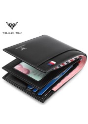 WilliamPOLO Men's Card Holder Genuine Leather Bifold, WilliamPOLO Men's Card Holder Genuine Leather Bifold