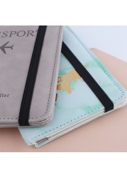 Unisex Passport Cover Letter Print Protctor Case Women Men PU Leather Travel Credit Card Holder Passport Organizer Wallet