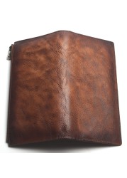 Genuine leather brushed color wallet ladies first layer cowhide long wallet large capacity retro clutch bag