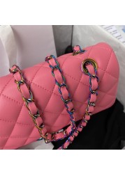 bags for women 2021 new luxury shoulder bags high quality sheepskin ladies handbag chain small square face bag free shipping