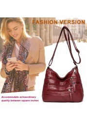 Fashion Solid Casual Crossbody Bag Women PU Shopping Street Shoulder Bags Large Capacity Multi Zipper Mother Top Handle Handbags