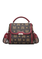 Ladies' style shoulder bag fashion wild wide shoulder strap handbag European and American retro printing messenger bag