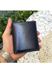 Genuine Leather Men Wallets Credit Card Wallet Casual Card Holder Horse Small Wallets Vintage Cowhide Purses Money Clip Gift Zipper Part