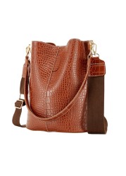 Large Capacity Women Crossbody Bags Leather Bucket Bag Crocodile Pattern Shoulder Bag