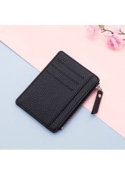 Small Ultra-thin Zipper Card Holder Solid Color Wallet Coin Purse Simplicity Credit Card Organizer Mini Wallet ID Card Holders