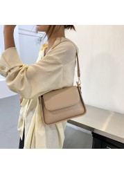 Elegant Women Quilted Shoulder Bag Soft PU Leather Underarm Bags Female Solid Color Small Square Box Branded Wide Strap Handbag