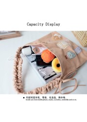 cute purse shoulder bags tote bags 2021 high quality fashion sweet japanese style cartoon pleated bow women shopper canvas bags