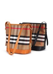 Ladies tote bag new trend leather messenger bag fashion one shoulder large capacity passenger plaid bucket bags women