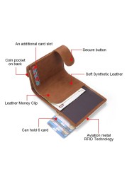 DIENQI RFID Credit Card Holder Wallets Men Genuine Leather Smart Business Metal Card Holder Small Size Wallet Nederlands Bag