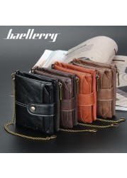 Luxury men's wallet with anti-theft chain card holder wallet fashion retro coin purse leather mini wallet passport cover for men