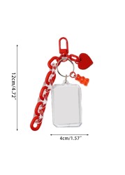 1PC DIY Blank ID Photo Beaded Keychain Bag Hanging Key Chain Pendant Mobile Phone Chain Bag Decorative Ornaments Accessory