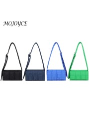 Fashion Vertical Square Shoulder Bag Retro Bag Padded Handbag Winter Warm Tote Bag Small Flap Tote Handbag