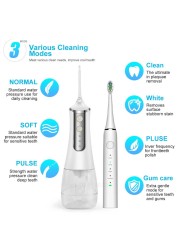 Oral Irrigator 3 Modes Water Flosser Waterproof IPX7 Dental Water Jet Irrigator Dental Teeth Whitening Electric Toothbrush Gift