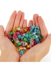 50pcs Mix Color Hair Braid Dreadlock Beads Cuffs Rings Tube Accessories Opening Hoop Circle 10-12mm Inner Hole Hair Rings