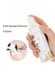 60ml Eyelash Foam Cleanser Shampoo Mousse for Eyelashes Extension Brush Set Eye Lash Cleaning Foam Pump No Stimulation Clean