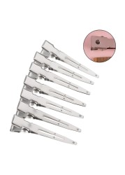 24pcs Single Prong Curl Duck Bill Hair Clips Silver Divided Hairpins Metal Modeling Positioning Alligator Barrette