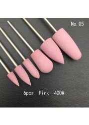 6pcs/set Rubber Silicon Nail Drill Grinding Cutter for Manicure Flexible Bit Polisher Machine Electric Nail File Art Tools