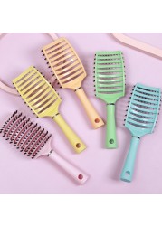 Boar Hair Brush Curved Hair Comb Vent Hairdressing Detangling Thick Hair Massage Blow Drying Hair Comb Brush