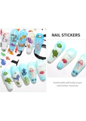 LEAMX Ocean Cute Glitter Laser Nail Art Marine Animal Shell Turtle Fish Starfish Nail Sticker Slider 9D Nail Sticker Decoration