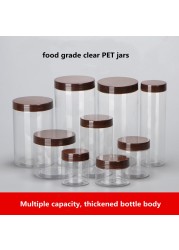 Wholesale 50pcs clear empty plastic cosmetic jars PET food jar makeup container with plastic lid food cans