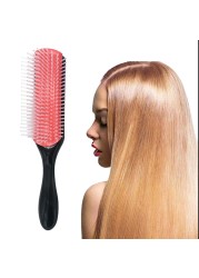 9-Row Hair Comb Detangling Rat Tail Hair Brush Comb Hair Styling Brush Straight Curly Wet Hair Scalp Massage Brush Women