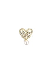 Nail Art Love Heart Zircon Jewelry Real Gold Pendant Love Heart Zircon Pearl Nail Decoration Sticker