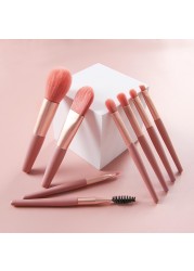 8pcs Mini Makeup Brush Tool Set Face Beauty Cosmetic Brush for Beginner Eyelashes Lip Concealer Blush Makeup Brushes Set