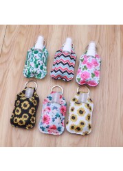 Portable 1oz Refillable Empty Travel Bottles With Keychain Holder Wristlet Set Keychain Bottle Container With Flip Caps