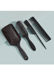 4pcs Painless Black Hair Styling Comb 4 in 1 Paddle Hair Brushes Hair Styling Comb Kit All Hair Type for Female Male