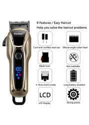 Professional Barber Hair Clipper Rechargeable Electric Finish Cutting Machine Beard Trimmer Cordless Shaver Corded