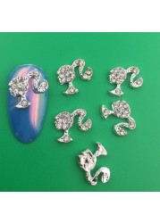 LEAMX 10pcs/bag Clear Rhinestones Nails Art Decorations Beautiful Girls Nail DIY 3D Gems Alloy Nail Diamond Charms Supply L413