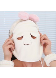 D2TA Hot Face Care Compress Face Towel Headband Wristband Coral Fleece Hair Mask Soft Toweling Hairband Bath Spa