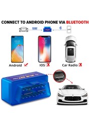 OBD2 Scanner ELM327 V1.5 PIC18F25K80 Bluetooth Compatible Small ELM 327 V2.1 WiFi Code Reader for Android Car Diagnostic Tool