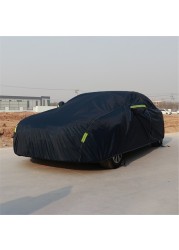 190T Universal Full Car Cover Blue Outdoor Snow Ice Dust Sun UV Shade Cover Auto Exterior Accessories Fit Suv Sedan Hatchback