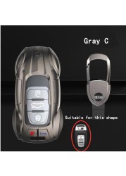 Zinc Alloy Car Key Cover With Boutique Metal Leather Keychain For Audi A6 A4 A3 Q2 Q3 Q5 Q7 A7 A8 Car Key Shell Protector