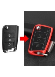 Car Key Cover Case For Volkswagen Golf 7 mk7 Tiguan MK2 Polo Seat Ibiza 6J Leon 5F FR MK3 Skoda Kodiak Octavia 3 A7 2018 2019