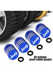 AUTCOAT 4pcs/set Jeep Logo Tire Stem Valve Caps Aluminum Car Dust Caps Tire Wheel Stem Air Valve Caps