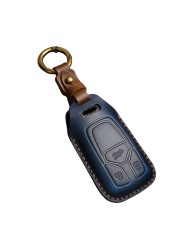 Luxury Leather Car Key Case Cover Fob Protector Key Chain Holder For Audi A4L Q5 A6L A3 A5 Auto Accessories Remote Keyring Bag