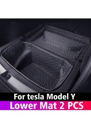 Car Trunk Organizer Booster For Tesla Model Y Model 3 2021-2022 Leather Mat Refit Interior Trim Accessories