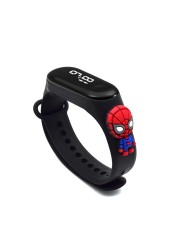 Marvel Children's Digital Watch Spiderman Iron Man Mickey Minnie LED Casual Sports Watch Silicone Kids Watch Bracelet Watch