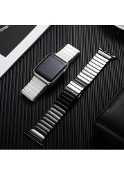 Ceramic strap for Apple Watch band 44mm 40mm 45mm 41mm 42mm 38mm accessories stainless steel bracelet iWatch series 6 5 4 3 se 7