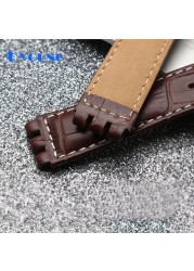 High Quality Luxury 17mm 19mm Waterproof Genuine Leather Watch Strap Band for Swatch Crocodile Pattern Leather Strap Men Blue Red