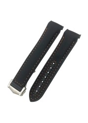 19mm 20mm 21mm 22mm Rubber Leather Watchband Fit For Omega Planet Ocean Seamaster Diver 300 Silicone Nylon Sports Watch Strap