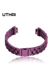 Uالتايلاندية F06 حزام ساعة اليد ل Fitbit إلهام HR/إلهام حزام Fracelet الفولاذ المقاوم للصدأ حزام الساعات الفرقة سوار ذهب الشظية الجدول